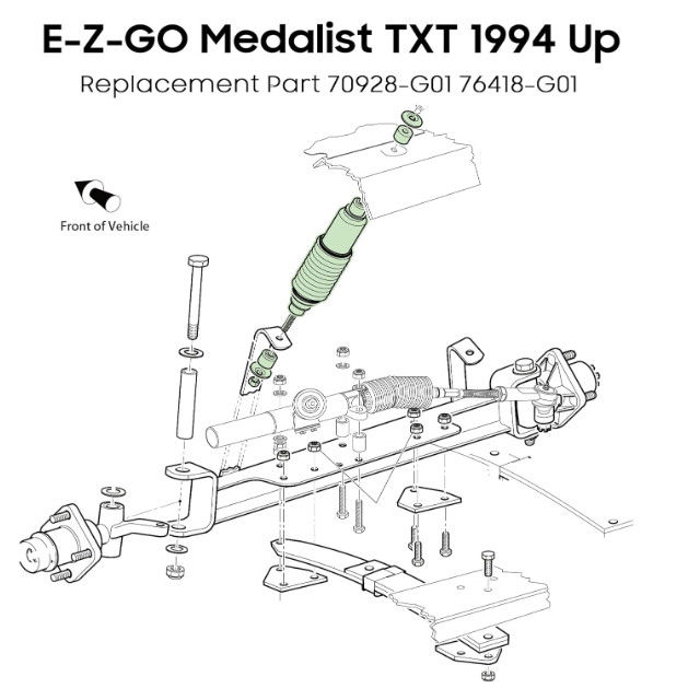 Golf Cart Heavy Duty Coil Front / Rear Shock Absorber untuk EZGO TXT 94-up 70928G01
